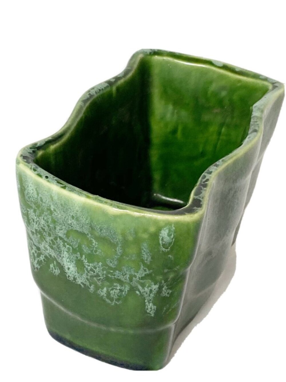 UPCO Graduated Green Drip Glaze Made In USA Planter Ceramic MCM Vintage EUC